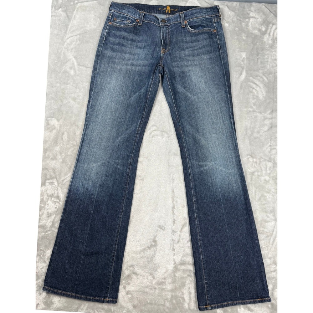 7 For All Mankind Womens Bootcut Jeans Blue Wash Size 32 Y2K Boho